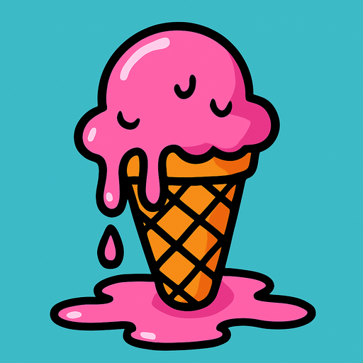 icecream_melt_cartoon.
In-Game asset.  2d.  High contrast.  No shadows