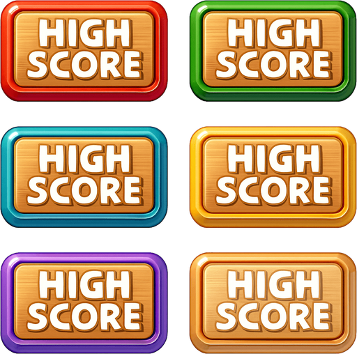 Pack of "High score" button of wood, with glass, different colors, transparent, mahjong style
In-Game asset.  High contrast.  No shadows. 3D