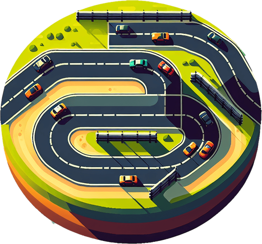 CAR TRACK.
Single Game Texture. In-Game asset. 2d. Blank background. High contrast. No shadows.