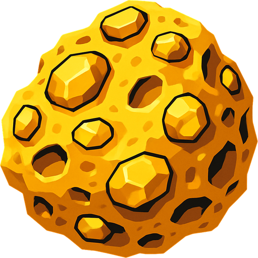 asteroid gold.
In-Game asset.  2d.  High contrast.  No shadows