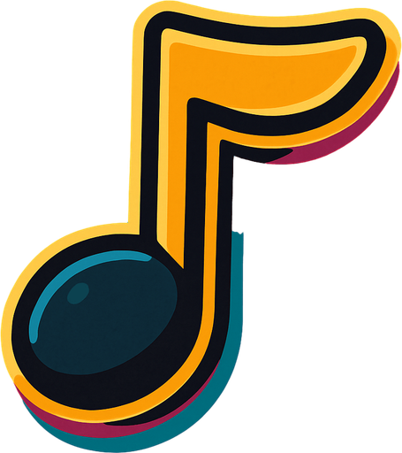 nota musical.
In-Game asset.  2d.  High contrast.  No shadows