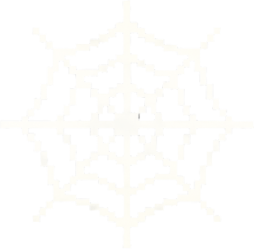 A white spider web. Pixelated retro..
In-Game asset.  2d.  High contrast.  No shadows