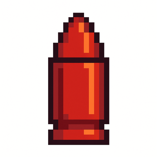 kırmızı pixel art bir mermi.
In-Game asset.  2d.  High contrast.  No shadows