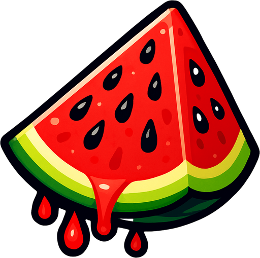 watermelon slice juicy.
In-Game asset.  2d.  High contrast.  No shadows