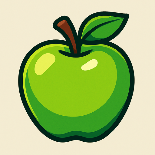 Green apple.
In-Game asset.  2d.  High contrast.  No shadows