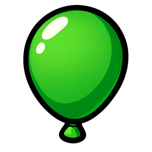 A green balloon without the string..
In-Game asset.  2d.  High contrast.  No shadows