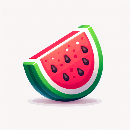 cut watermelon.
Single Game Texture. In-Game asset. 2d. Blank background. High contrast. No shadows.