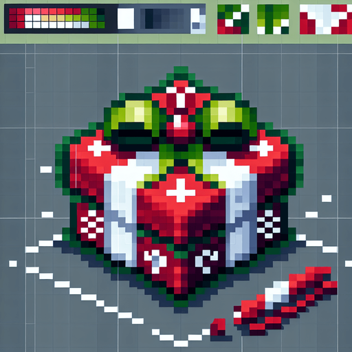 Christmas gift. Single Game Texture. In-Game asset. 2d. Blank background. High contrast. No shadows. pixelated. 8 bit