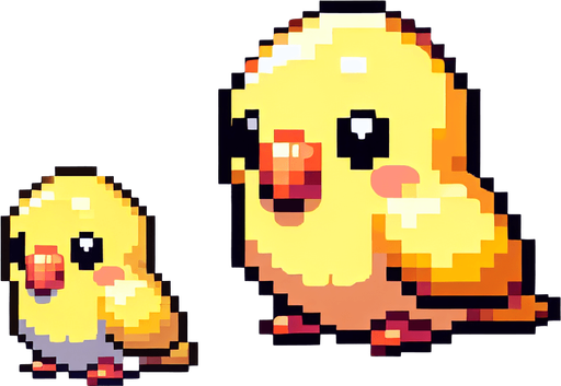 Sarı muhabbet kuşu sevimli küçük vektör ve piksel sanatı.
Single Game Texture.  In-Game asset.  2d.  Blank background.  High contrast.  No shadows