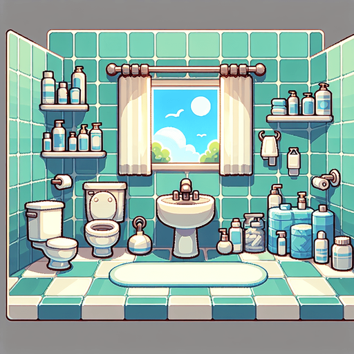 фон туалет.
Single Game Texture. In-Game asset. 2d. Blank background. High contrast. No shadows.