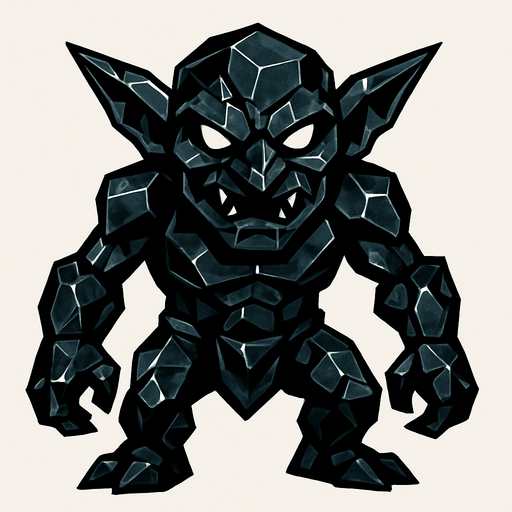 obsidyen dev goblin.
In-Game asset.  2d.  High contrast.  No shadows