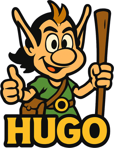Hugo.
In-Game asset.  2d.  High contrast.  No shadows