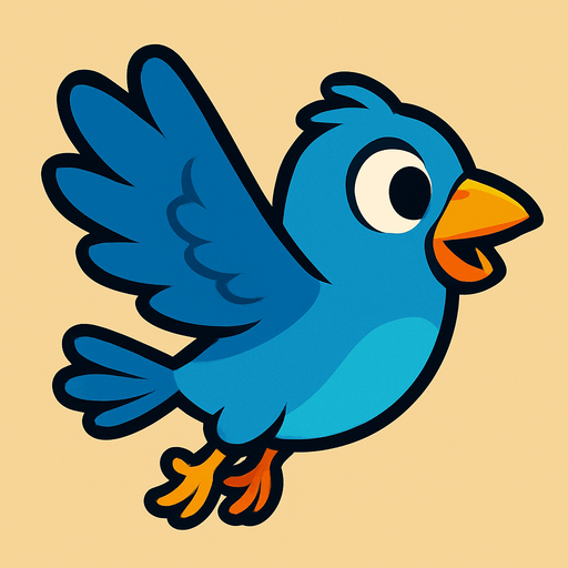 3d pixar tarzı kanat çırpan kuş yandan.
In-Game asset.  2d.  High contrast.  No shadows