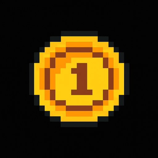 Haz una moneda 2d pero un pixel.
In-Game asset.  2d.  High contrast.  No shadows