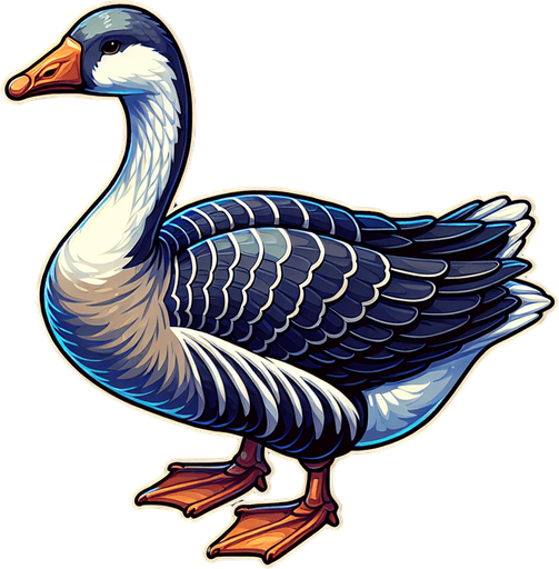 a goose.
Single Game Texture. In-Game asset. 2d. Blank background. High contrast. No shadows.