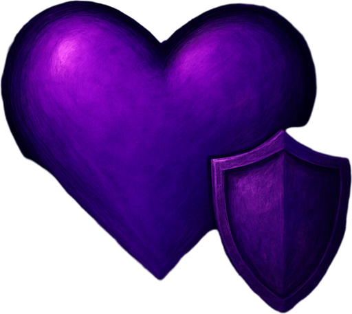 heart with shield. a small shield to the right of the heart