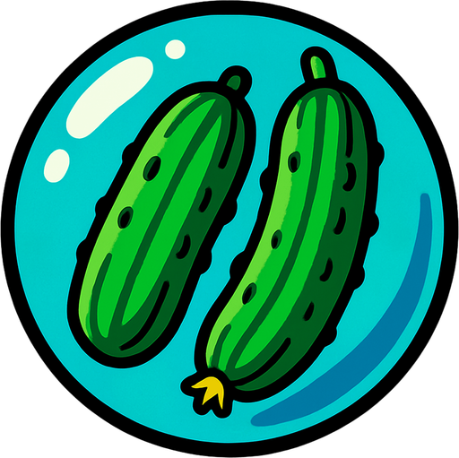 2 cucumbers inside a glass  bubble.
In-Game asset.  2d.  High contrast.  No shadows
