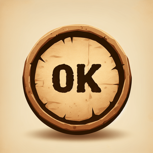 a pergament button with the Text: "OK"; 2 d game asset