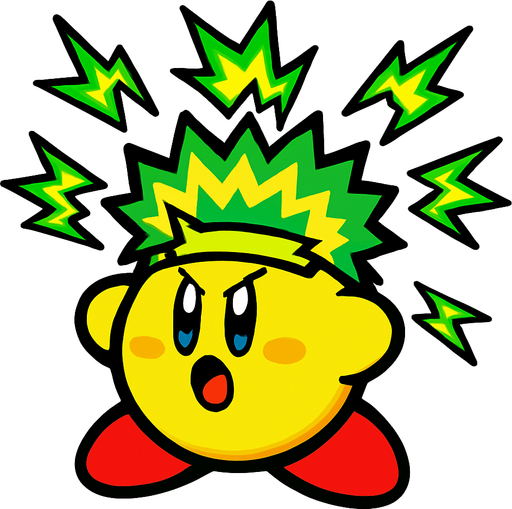Spark kirby.
In-Game asset.  2d.  High contrast.  No shadows