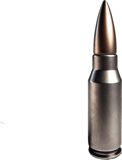 Bullet.
Single Game Texture.  In-Game asset.  2d.  Blank background.  High contrast.  No shadows. 3d