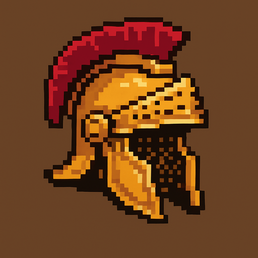 casco de gladiador de pixeles.
In-Game asset.  2d.  High contrast.  No shadows