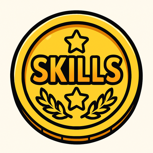 Skills coin.
In-Game asset.  2d.  High contrast.  No shadows