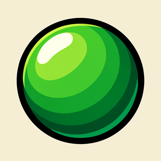 Yeşil 3d top.
In-Game asset.  2d.  High contrast.  No shadows