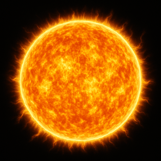 realistic sun.
In-Game asset.  2d.  High contrast.  No shadows