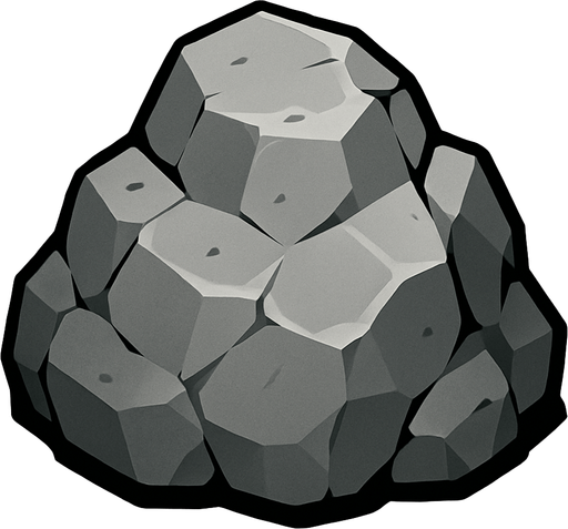 grey rock.
In-Game asset.  2d.  High contrast.  No shadows