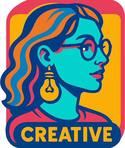 a creative woman profile photo.
In-Game asset.  2d.  High contrast.  No shadows