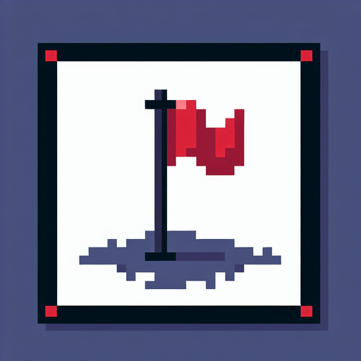 pixel art of a red flag on a tall pole.
Single Game Texture. In-Game asset. 2d. Blank background. High contrast. No shadows.