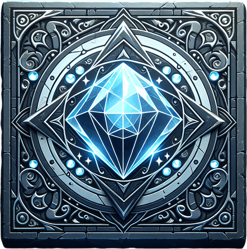 Magic diamond.
Single Game Texture. In-Game asset. 2d. Blank background. High contrast. No shadows.