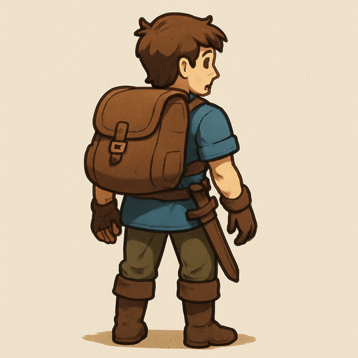 player human viewing on behind of him with all of body.
In-Game asset.  2d