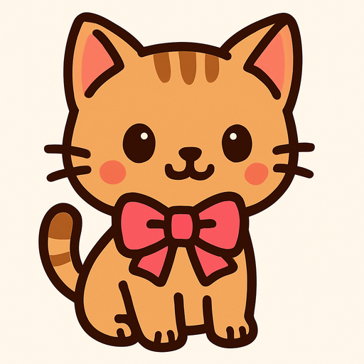 a cute cat with a bow.
In-Game asset.  2d.  High contrast.  No shadows