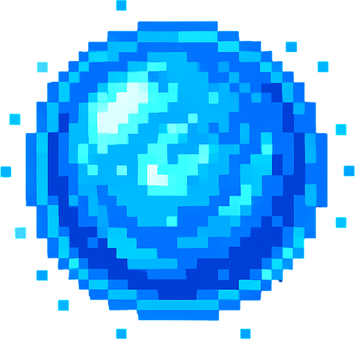 2d Pixel art High Quality Blue Magic Ball.
In-Game asset.  2d.  High contrast.  No shadows