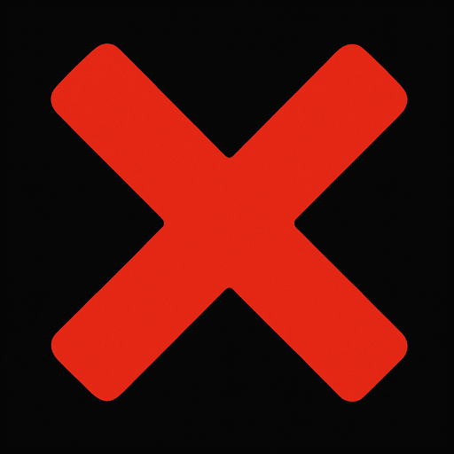 red X.
In-Game asset.  2d.  High contrast.  No shadows