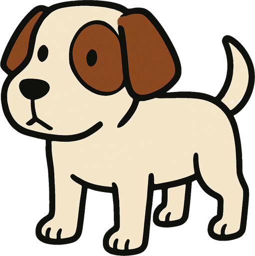 White dog with brown patch on eyes professor Layton game style.
In-Game asset.  2d.  High contrast.  No shadows