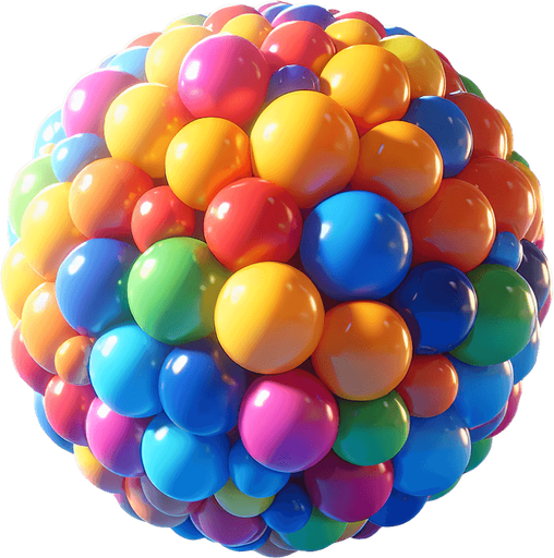 Colorful balloon without background.
Single Game Texture.  In-Game asset.  2d.  Blank background.  High contrast.  No shadows