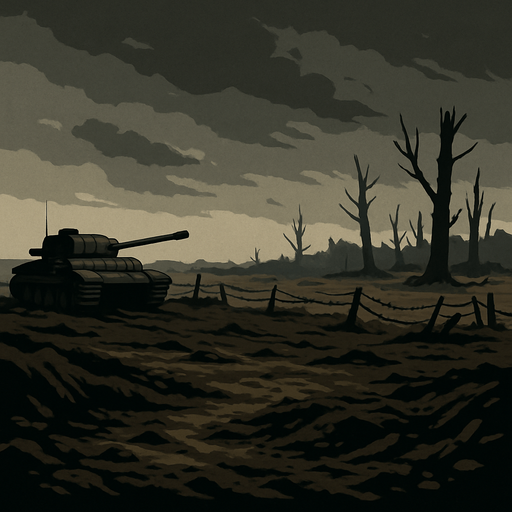 World War II, gloomy weather, just ground.
In-Game asset.  2d.  High contrast.  No shadows