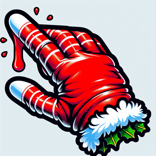 bloody christmas elf glove tapping at screen clipart. Just the glove.
Single Game Texture. In-Game asset. 2d. Blank background. High contrast. No shadows.
