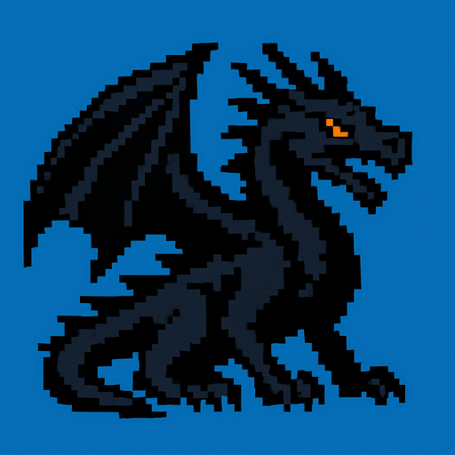 DARK DRAGON PIXEL.
In-Game asset.  2d.  High contrast.  No shadows