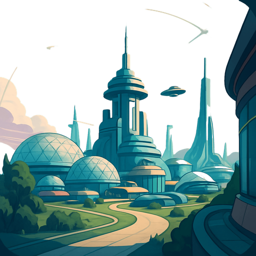 Front-facing icon, Fullscreen modern App Store art style with futuristic colony, 16:9, high definition.  No text captions!