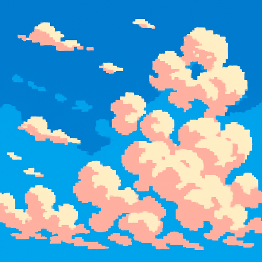 a beautiful sky. pixel
In-Game asset.  2d.  High contrast.  No shadows