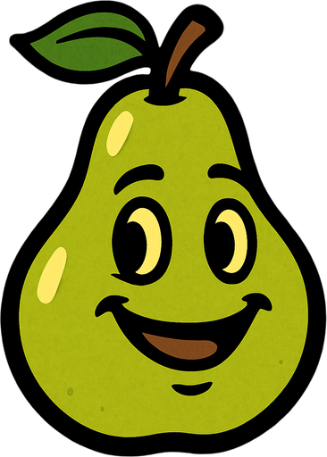 Pear with face.
In-Game asset.  2d.  High contrast.  No shadows