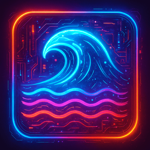 Ability icon 'Water flood' . cyberpunk. abstract. Futuer. different colors. HD colors