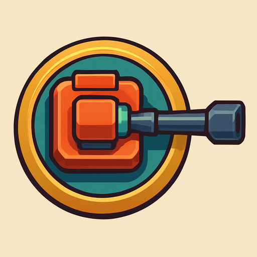 Crea la Torre Sniper en un estilo 2D renderizado, limpio y cartoonish, con contornos claros y definidos, colores vibrantes con transiciones suaves, y sombreado que da volumen a sus superficies superiores.
La perspectiva debe ser VISTA CENITAL (totalmente desde arriba). Esto significa que la torre se verá como si estuviera siendo observada directamente desde arriba, con los detalles de su parte superior siendo prominentes.
La base de la torre debe ser circular para permitir un movimiento de cañón cómodo. El cañón largo debe estar claramente orientado hacia la DERECHA.
La torre debe tener un perfil bajo y la menor cantidad de relieve vertical posible, especialmente en su base, para facilitar una rotación fluida en la animación. El cañón puede sobresalir, pero la base debe ser compacta..
In-Game asset.  2d.  High contrast.  No shadows