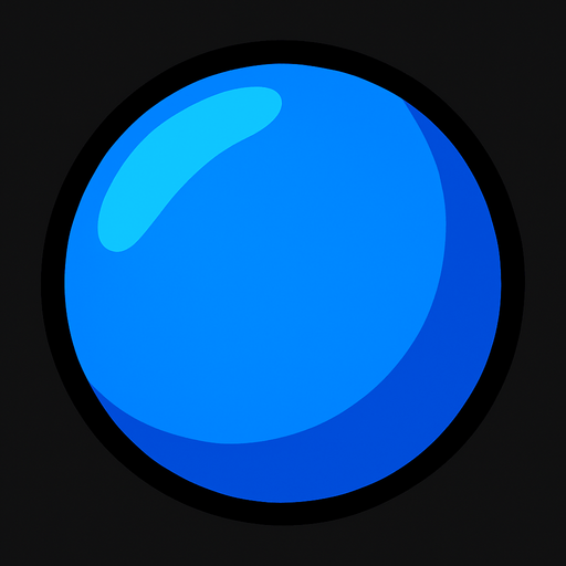 blue ball.
In-Game asset.  2d.  High contrast.  No shadows