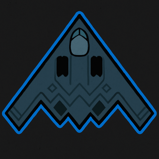 B-2 uppifrån.
In-Game asset.  2d.  High contrast.  No shadows