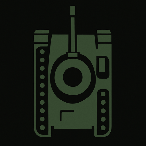 Minimalist tank assets from upside aspect and with dark green and black color.
High contrast