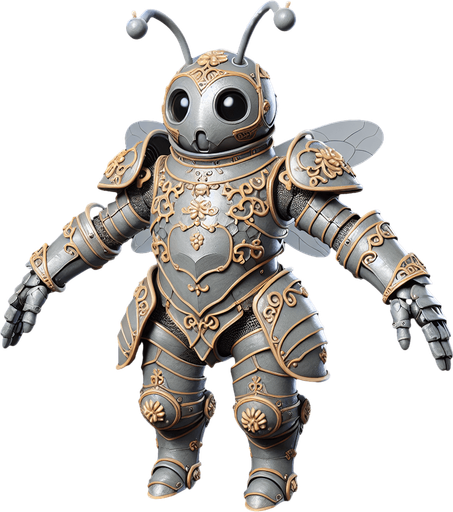 A small armour fit for honeybee.
Single Game Texture. In-Game asset. 2d. Blank background. High contrast. No shadows.